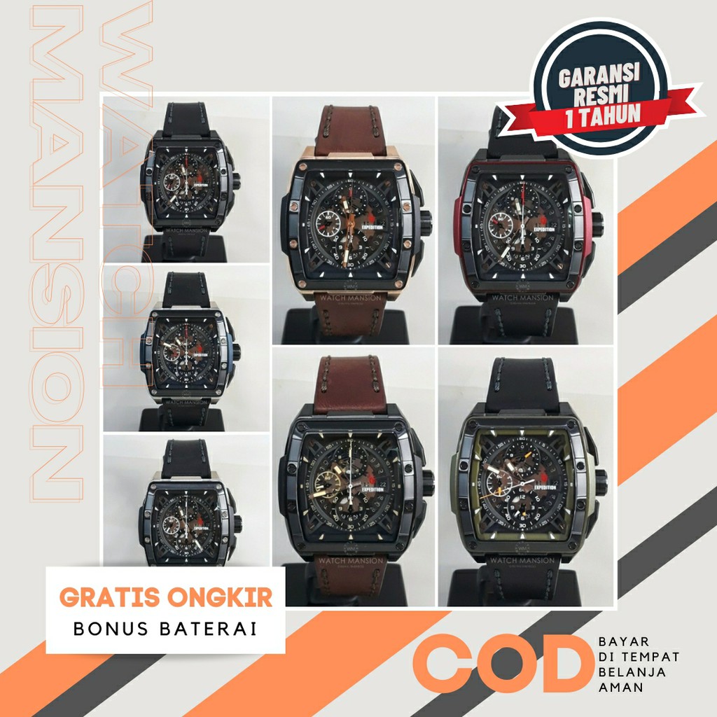 JAM TANGAN PRIA EXPEDITION 6815 E6815 E 6815 LEATHER STRAP ORIGINAL GARANSI 1 TAHUN