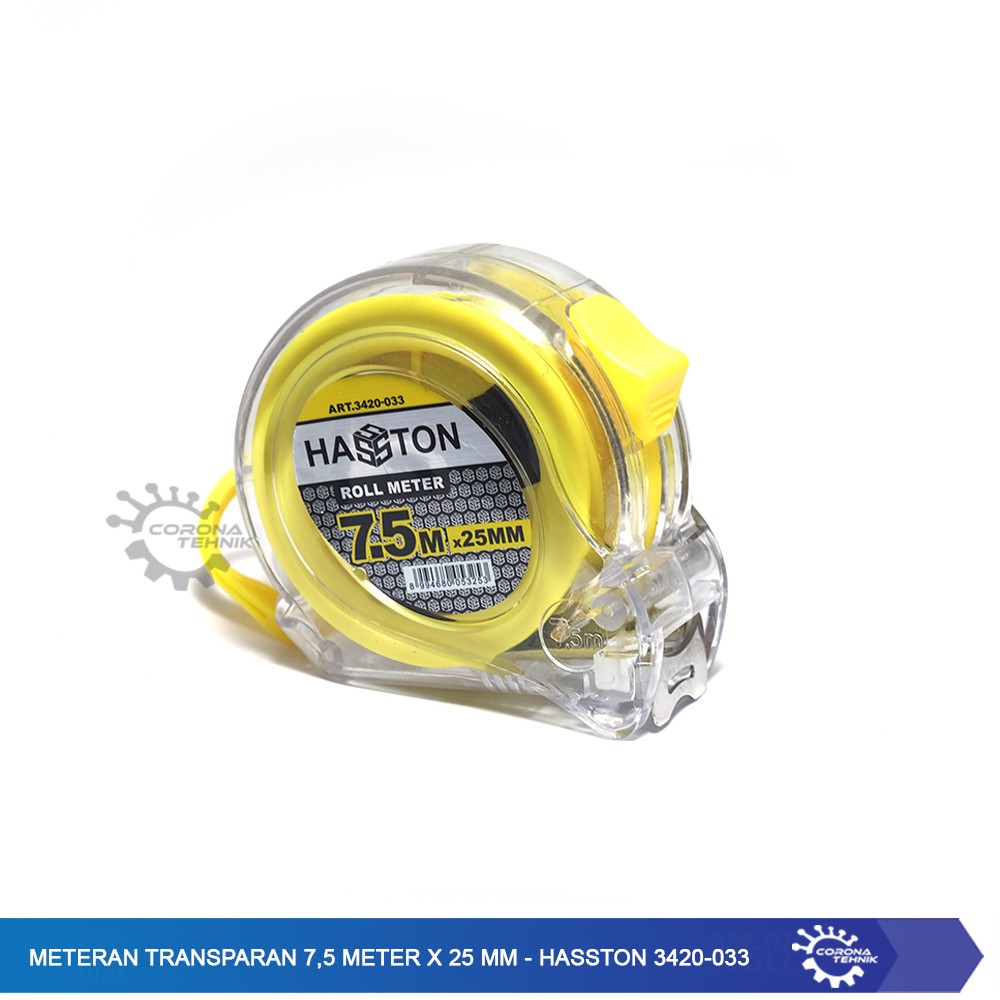 Meteran Transparan 7,5 Meter x 25 mm - Hasston 3420-033 - Anti Pecah !