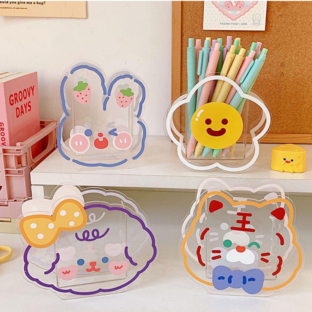 Preva Kartun Akrilik Tempat Pulpen Perlengkapan Kantor Alat Tulis Lucu Kreatif Kosmetik Penyimpanan Multifungsi Desktop Organizer