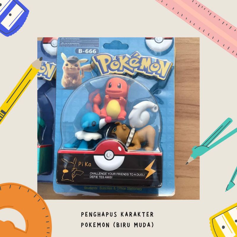 Penghapus pokemon pikachu stip eraser penghapus pensil alat tulis kantor