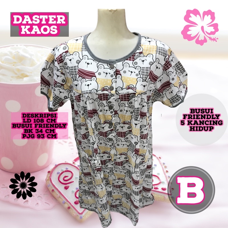 Daster Kaos Busui kancing 5/ Daster Menyusui/ Daster hamil dan menyusui