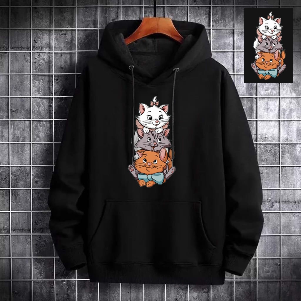 Sweater Jacket Hoodie Distro Toonz Aristocats Bahan Fleece Tebal