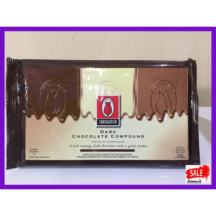 

SAKMACOKLAT- COKELAT TULIP DARK CHOCOLATE COMPOUND COKLAT BATANG 200GR REPACK -MAKANAN-MINUMAN.