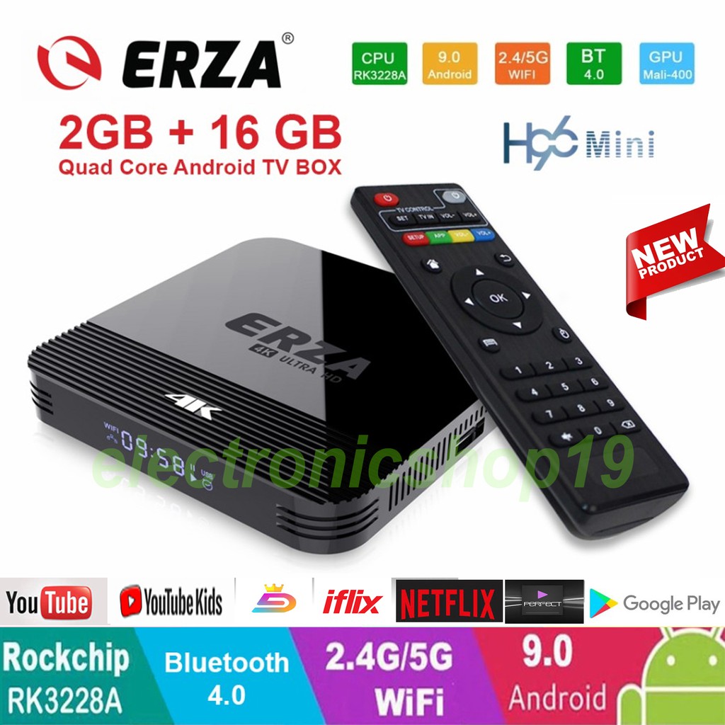 STB ERZA H96 Mini 2GB/16GB Quad Core 4K sudah diinstal aplikasi dan free channel lokal/luar