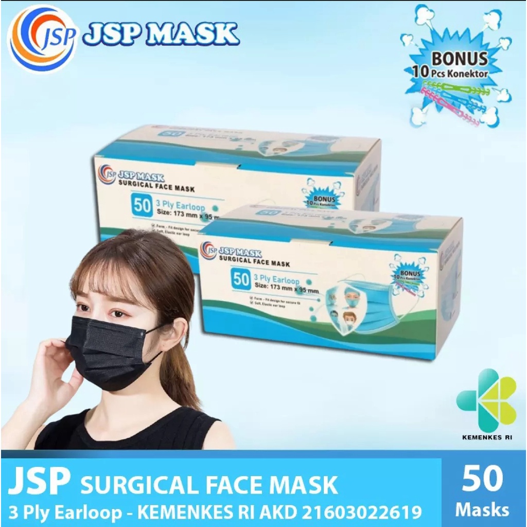 Masker Earloop 3ply Kemenkes original embos isi 50pcs Masker Non Medis Masker Non Surgical