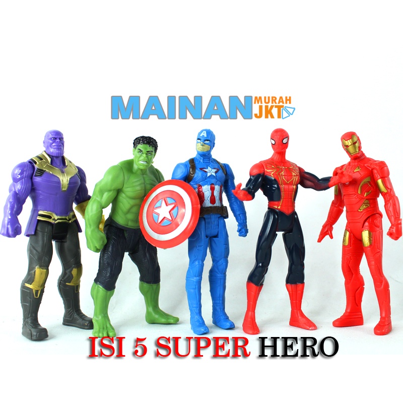 MAINANKEI MAINAN ANAK MURAH ROBOT AVENGERS  END GAME NEW SUPER HERO 2155 ACTION FIGURE  ISI 5 PCS SPIDERMAN HULK