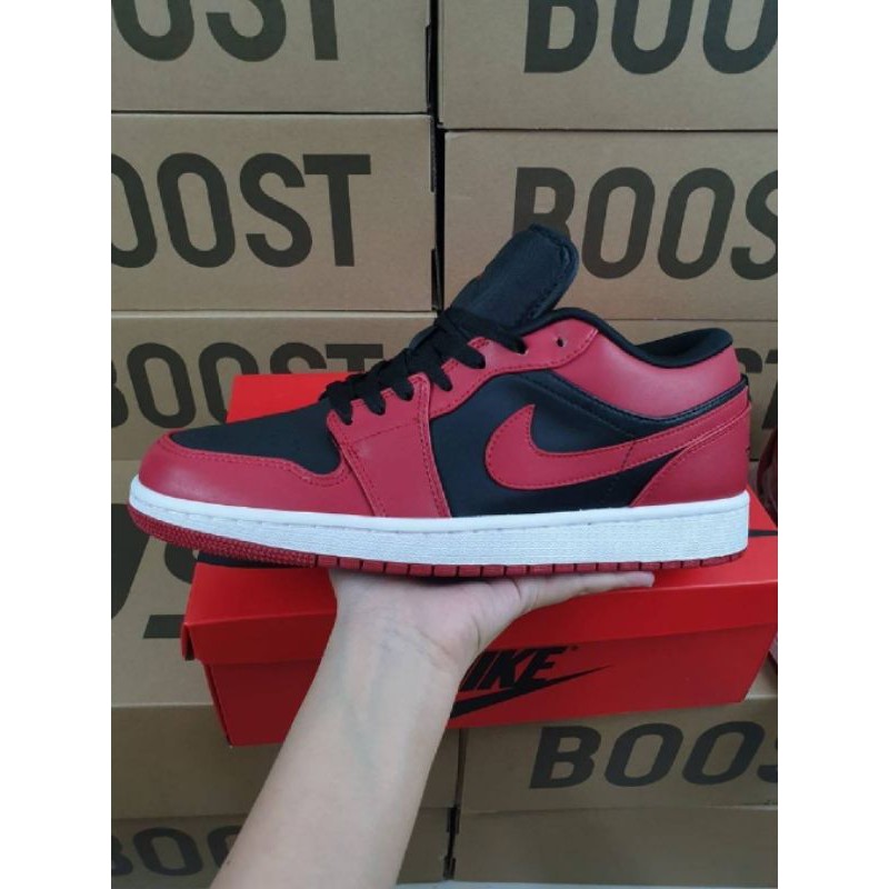 Sepatu Sneakers Pria Nike Air Jordan 1 Low " Black Gym Red " PK GOD QUALITY 553558-600