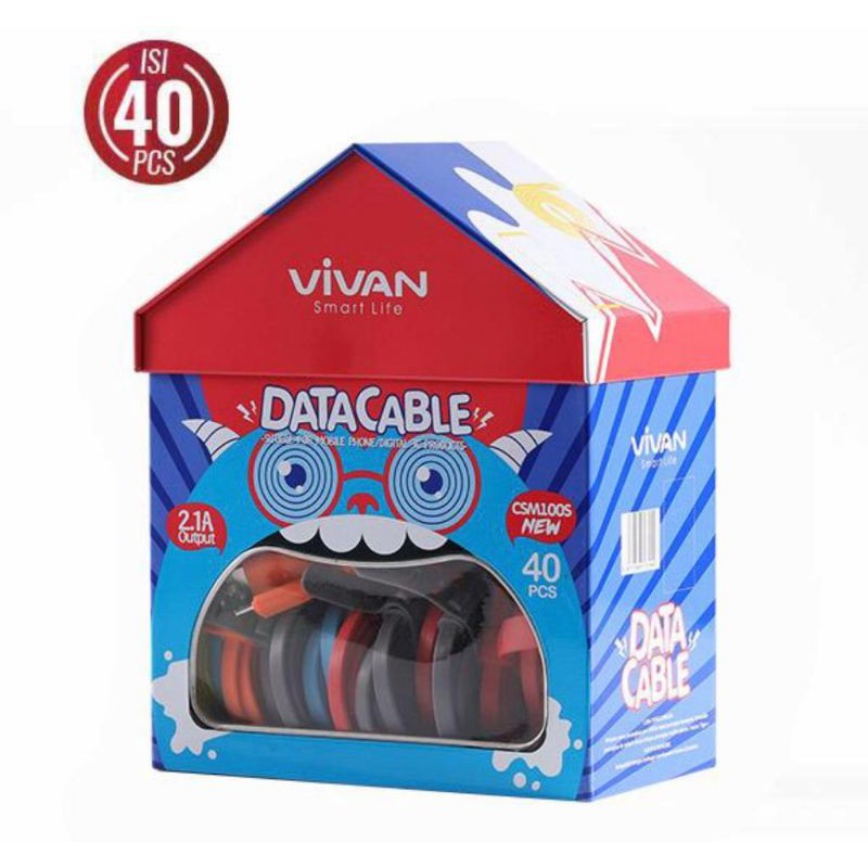 KABEL DATA VIVAN CSM100S MICROUSB NEW COLORFULL ORIGINAL VIVAN