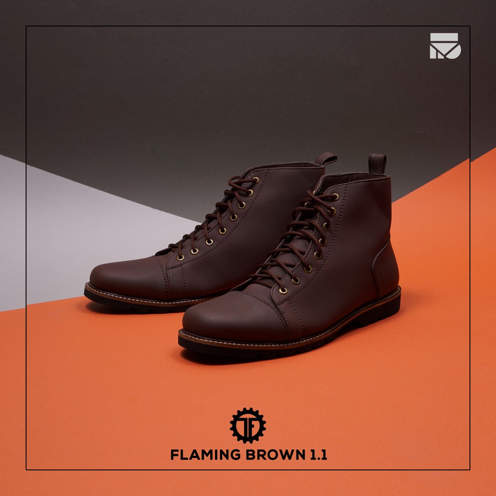 Fleming Brown | 40-44 | Sepatu Boot Kerja Coklat Casual Pria Kantor Cowok Laki Santai Boots | FORIND x Tragen