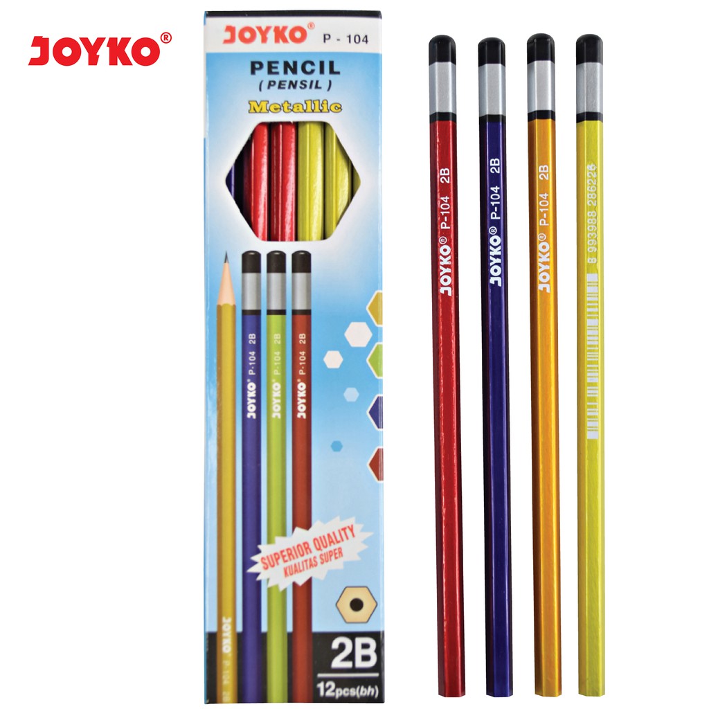 

Nokida Pensil Metallic 2B Joyko P-104/12 pcs / Alat Tulis Ujian Komputer / Pencil Gambar Menulis