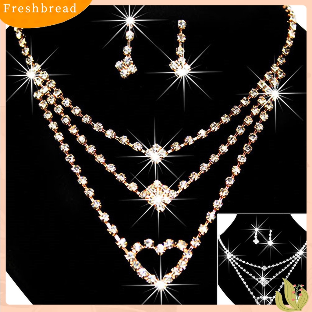 Terlaris Jewelry Set Square Exquisite Accessory Heart Necklace Earrings Collection for Wedding