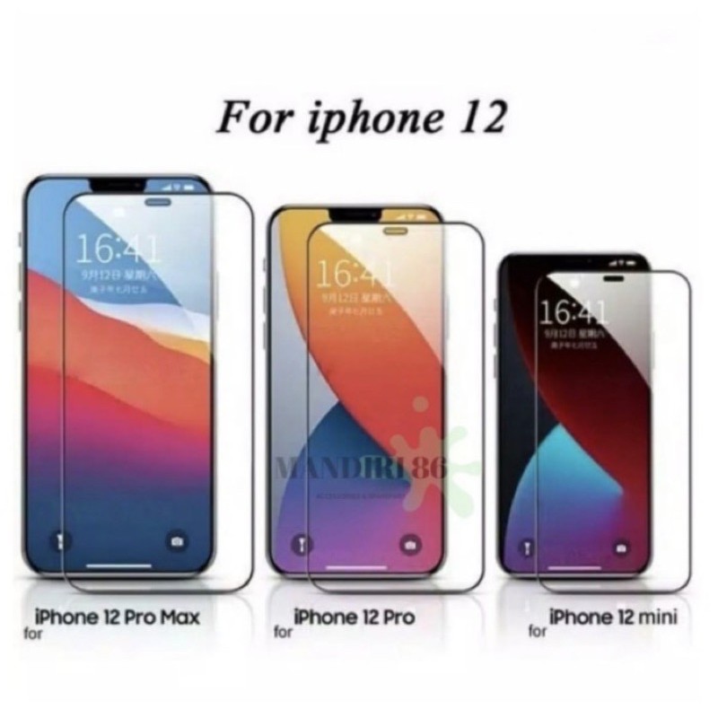 Tempered Glass Full Lem 9D For Iphone 12 Mini 5.4 / 12/12Pro 6.1 / 12 Pro Max 6.7