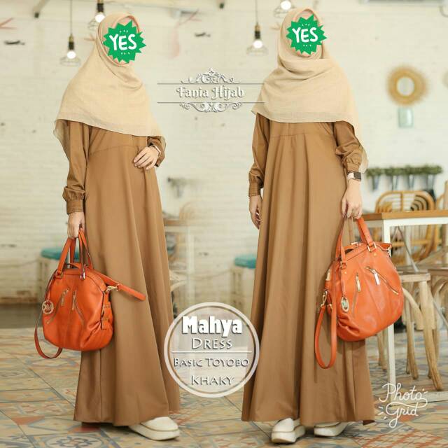 MAHYA DRESS KHAKI BASIC TOYOBO BY FANIA HIJAB