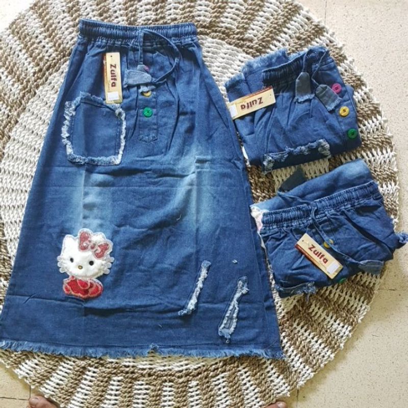 ROK JEANS ANAK MOTIF BONEKA:6-10 THN