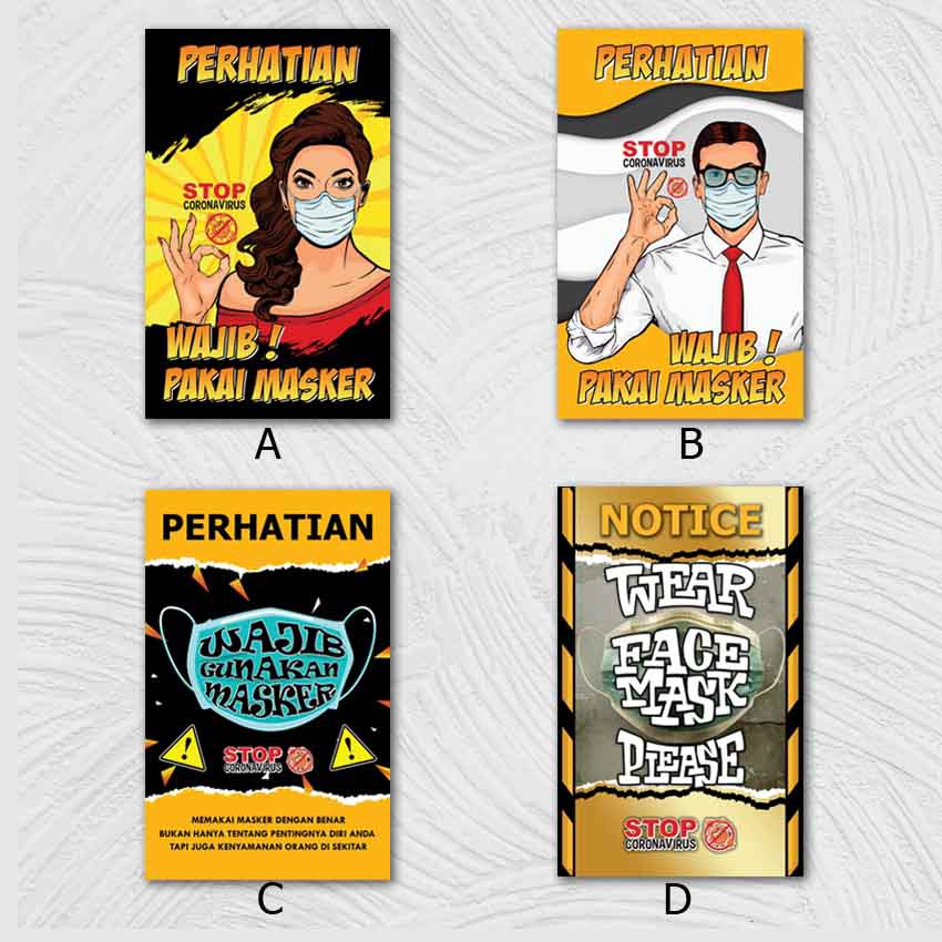 Banner Covid Wajib Masker Papan Kayu Ukuran Besar