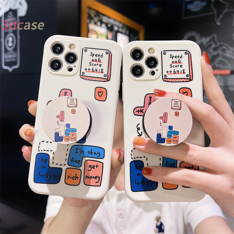 Casing Tetris Game OPPO Reno 5 4 5F 4F A54 A15 A5S A3S A16 A95 A7 A5 A9 A31 A53 2020 A12 A1K A74 A15S A52 A11K A92 A35 A11 A93 A32 A72 A94 A53S F17 PRO A16S A12S A12E A33 Y20 Y12 5 5i C3 C25 C12 A12 Silicone Case Stand Holder