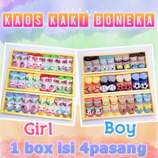 KAOS KAKI BOX BONEKA MOTIF BOY / GIRL