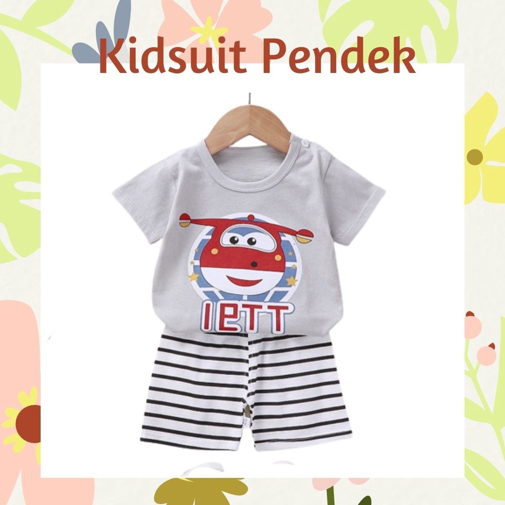 Plazababyku KIDS SUIT PENDEK Setelan Anak Bahan Kaos Lengan + Celana Berkualitas Import ebv new1