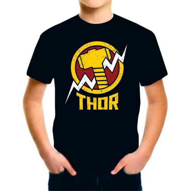 Kaos distro anak superhero thor combad 24s Size S-XL - Black series