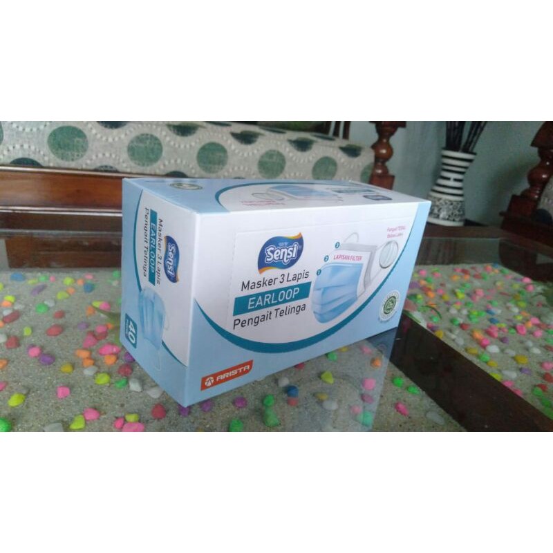 

SensiMasker3LapisEarloop isi 40pcs