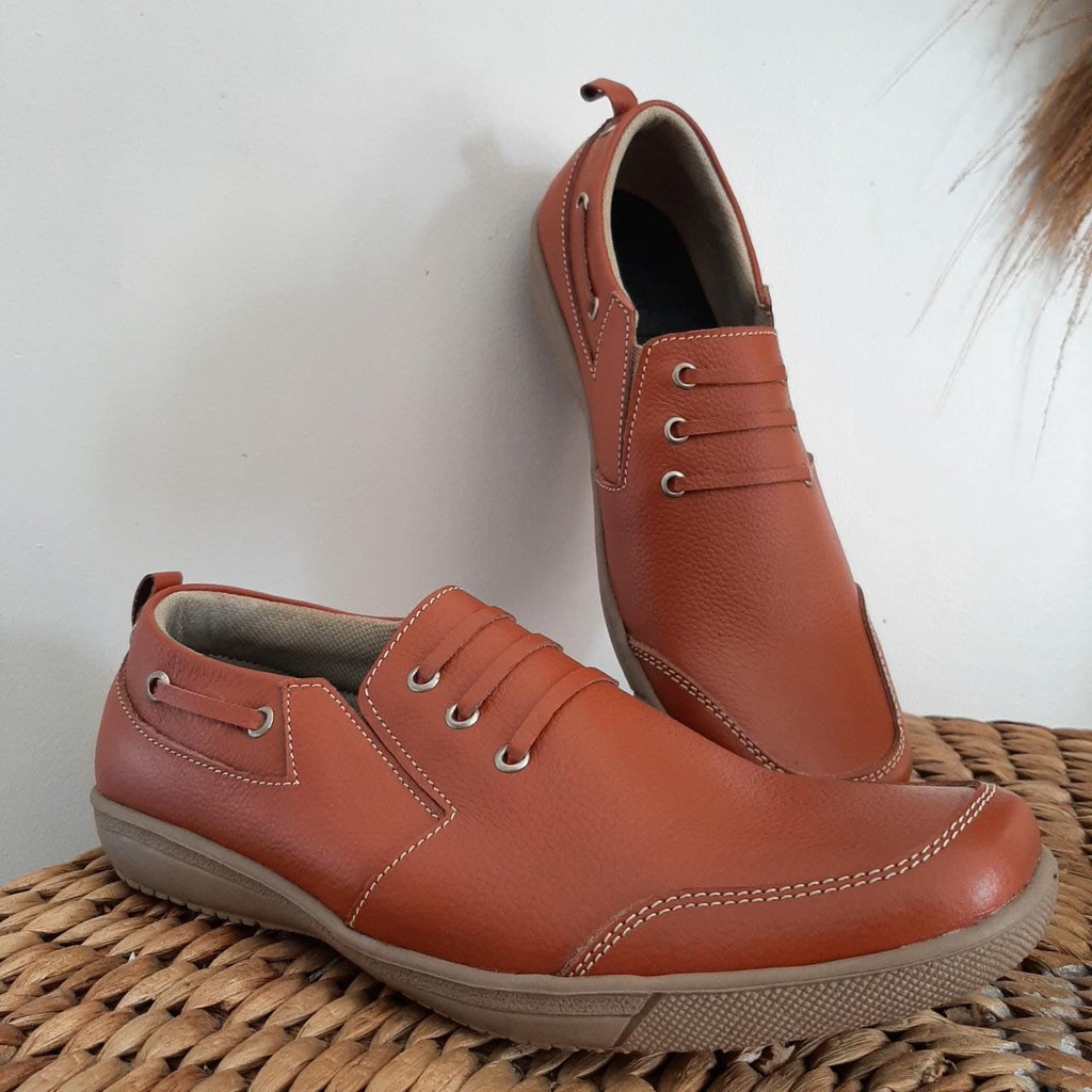SEPATU PRIA/COWOK CASUAL SLIP ON FORMAL/KERJA KULIT SAPI MADE IN GARUT PREMIUM LEATHER