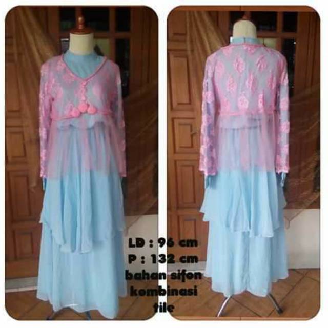 Gamis pesta sifon biru