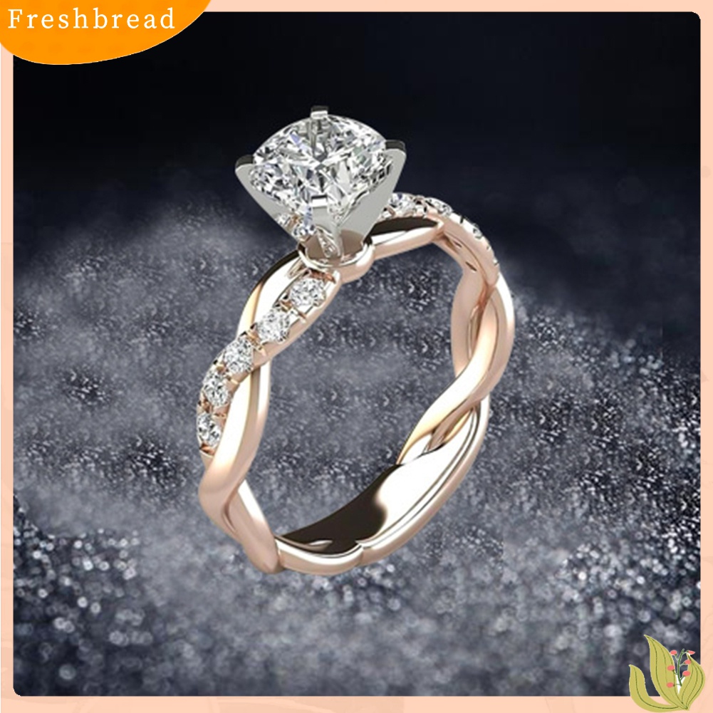 [TERLARIS]Women Cubic Zirconia Inlaid Twist Finger Ring Wedding Engagement Jewelry Gift