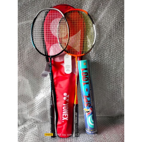 paket hemat 2 raket badminton Yonex free 1 tas+ 1pac kok spl 1001