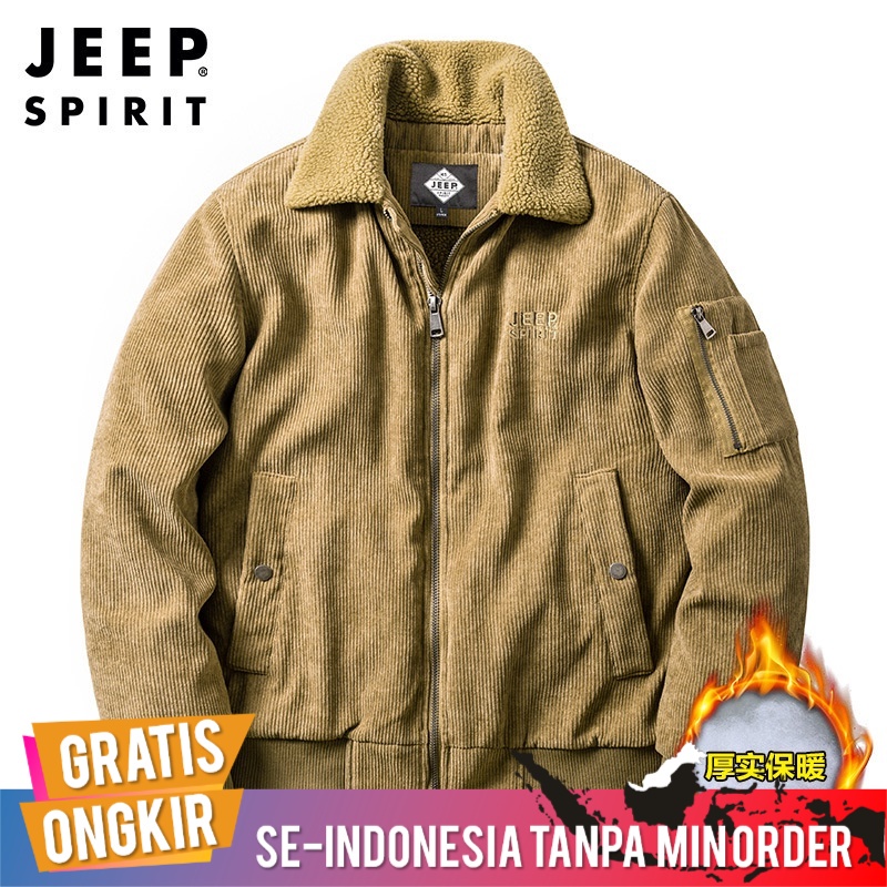 Jaket Pria Import Original Jeep Spirit Musim Dingin Corduroy Tren Fashion Korduroi Bulu Berjajar Kas