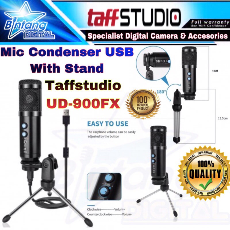 Mic Condenser USB Microphone Taffstudio UD-900Fx / Taffstudio UD900fx / Mic Podcast Murah Taffstudio