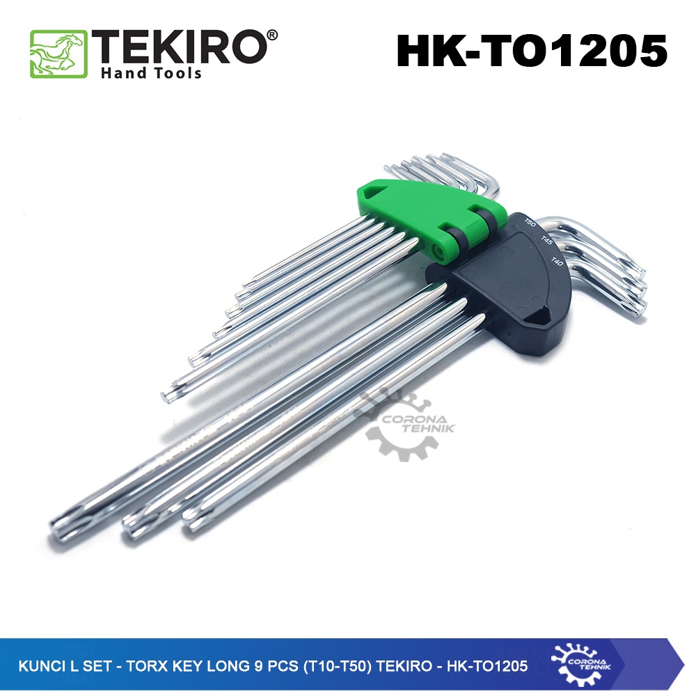 Tekiro - HK-TA1205 - Kunci L Set Torx 9 Pcs Tanpa Lubang Panjang