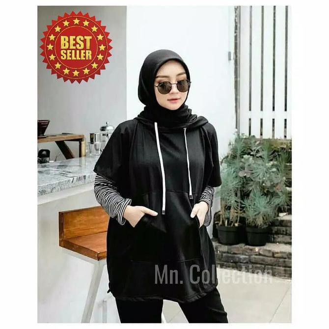 Sweater Cewek Original Hoodie Kaos Fashion Wanita Panjang Keren Murah - Hitam, M Terlaris