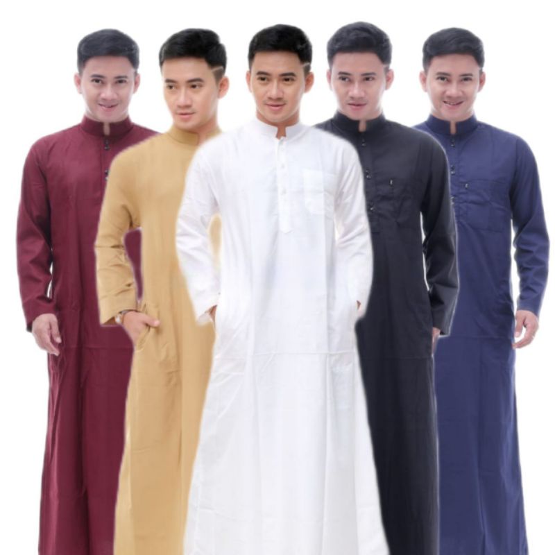 Jubah Gamis Polos Pria Lengan Panjang Bahan Katun Adem