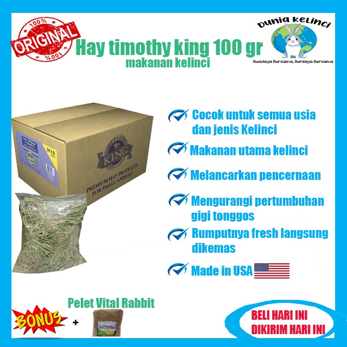 TIMOTHY HAY KING 100 GR MAKANAN KELINCI RUMPUT HAY TIMOTHY AFK (ALFALFA KING)