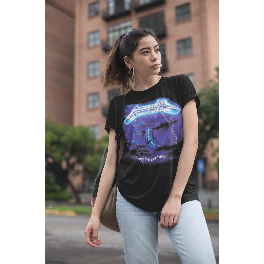 Kualitas Terbaik Original Kaos Band Gildan - Metallica Ride The Lightning - Hitam, XS MURAH