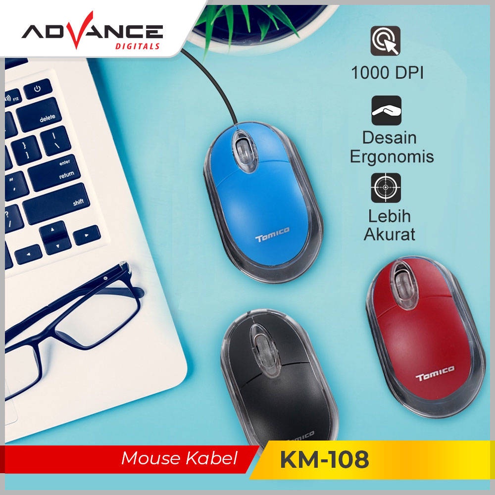 【READY STOCK】 Terima grosir Advance mouse optik KM108-Wired Mouse Original warna acak