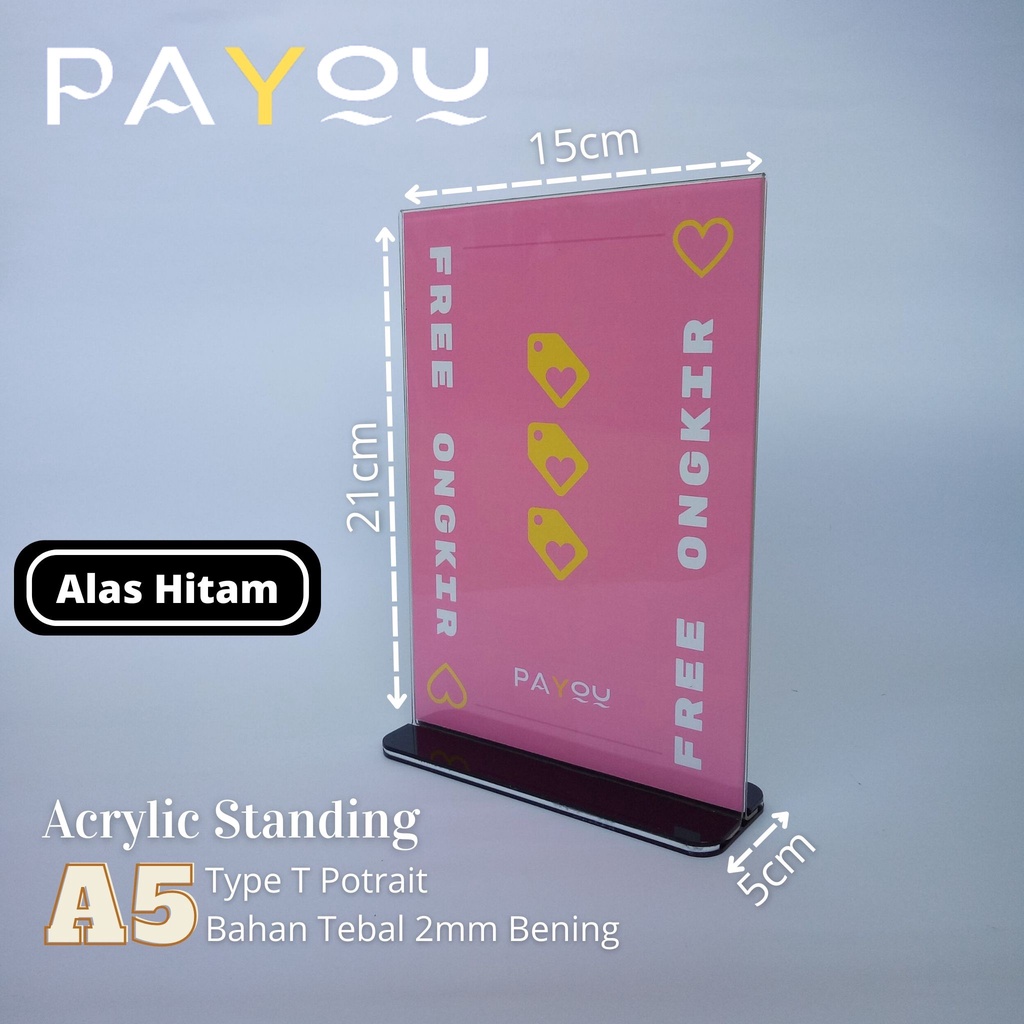 Jual Acrylic Standing A Bening Mm Type Alas Hitam Potrait Tempat