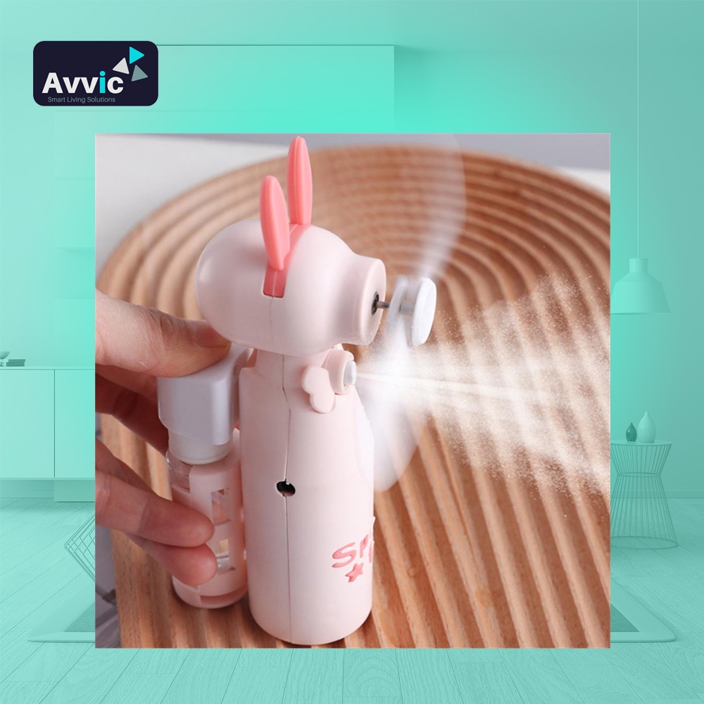 AVVIC Kipas Angin Nano Spray Animal Karakter 2 in 1 Mini Spray Fan Rechargeable