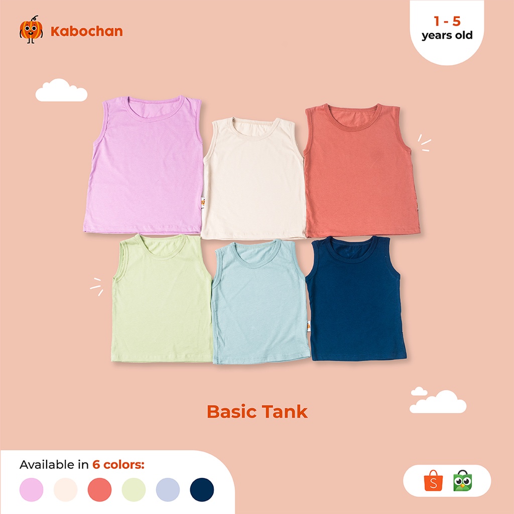 Basic Tank Top / Kaos Dalam Singlet Kabochan (Kaos Sleeveless Bayi &amp; Anak) 1-5 Tahun