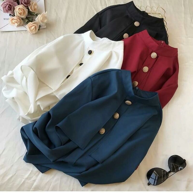 Winia Blouse AL3 Baju Atasan Wanita Fashion Wanita Muslimah Bahan Wolfis Baju kerja Putih OOTD