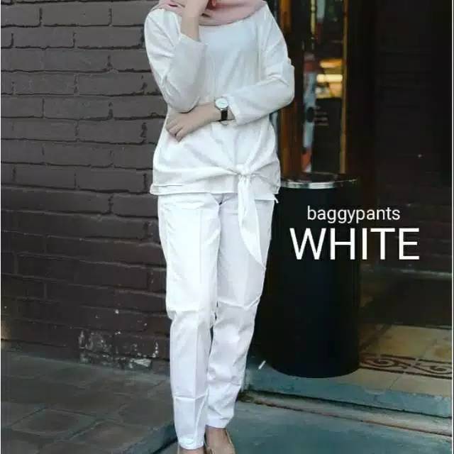  baggy  pants  white bahan  american drill seri A celana  