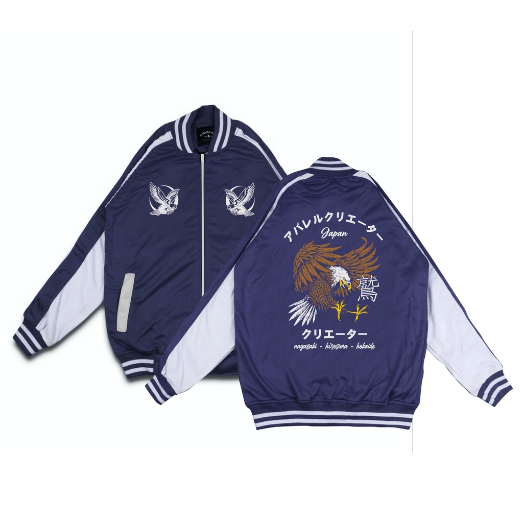 JAKET BOMBER SUKAJAN PRIA JAPAN KREATOR APPAREL NAVY TSUROTORI WARIORS SUKAJAN UNISEX DISTRO PREMIUM