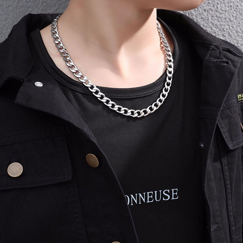 Agustina Pria Kalung Kreatif Keren Fashion Perhiasan Pria Tebal Baja Titanium Rantai Klavikula