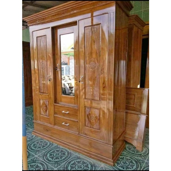 Almari Kayu Jati lemari kayu jati pintu3 lemari kayu jati+laci