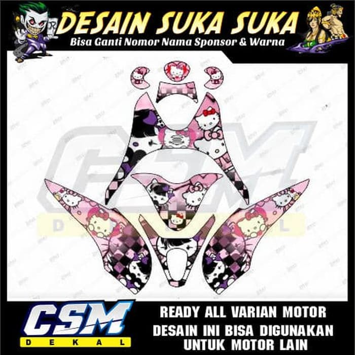83 DEKAL DECAL MOTOR FINO FI STIKER STICKER STRIPING BODY HELLO KITY PINK