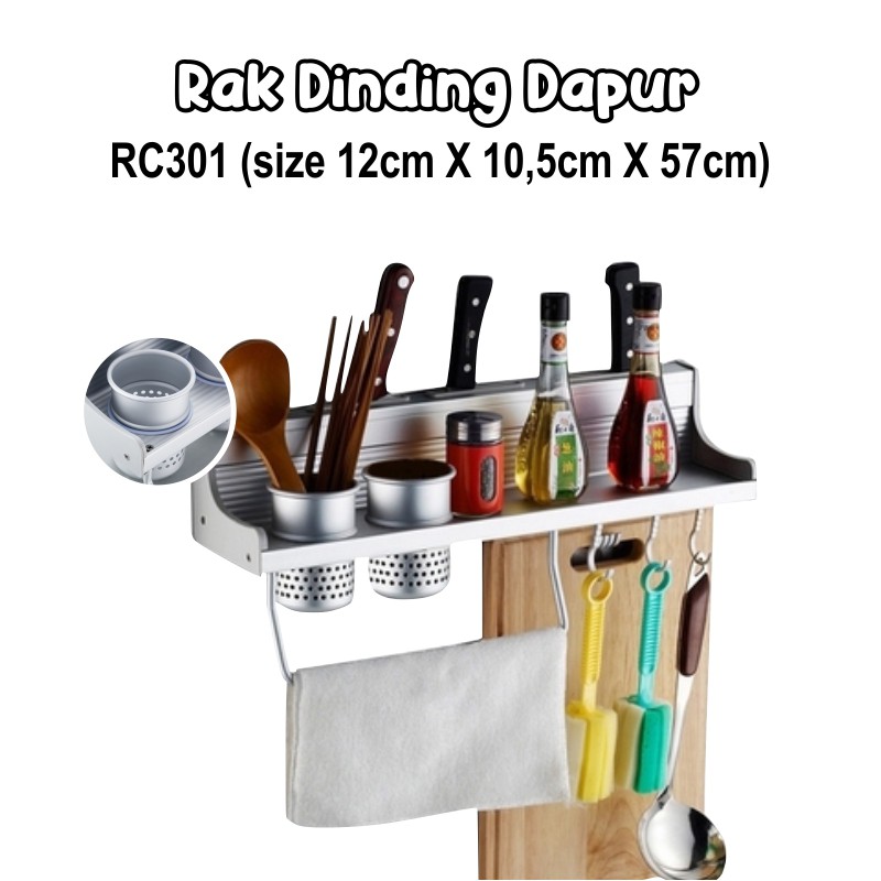 Rak Dinding Dapur Aluminium Kitchen Organiser Serbaguna HomeLiving