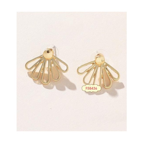 LRC Anting Tusuk Anting Tusuk Fashion Gold Openwork Lotus Stud Earrings F58436