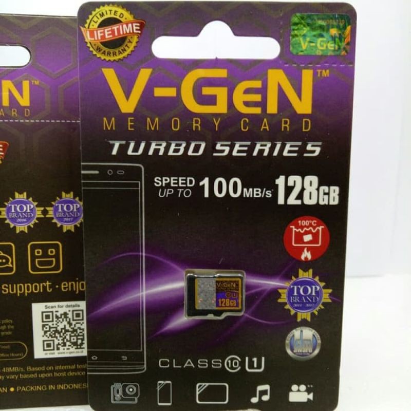 MEMORY CARD 128GB CLASS10 TURBO SERIES 100MBps/ KARTU MEMORY 128GB V-GEN