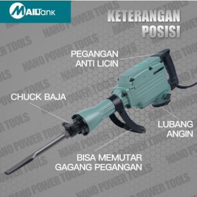 Mesin Bobok Beton Super Kuat Mailtank SH-58 Demolition Hammer Electric Breaker Jack Hammer