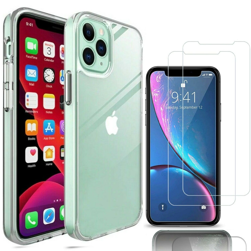 Case Pelindung Layar Tempered Glass Bening Slim Untuk Compatible For iPhone 12 / Pro / Max / 12 Mini